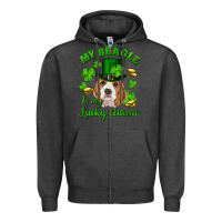 Charcoal Heather st.patrick's day my beagle is my lucky charm Zipper Hoodie - RanaPortraitStore