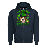 Navy st.patrick's day my beagle is my lucky charm Zipper Hoodie - RanaPortraitStore