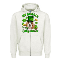 Oatmeal Heather st.patrick's day my beagle is my lucky charm Zipper Hoodie - RanaPortraitStore