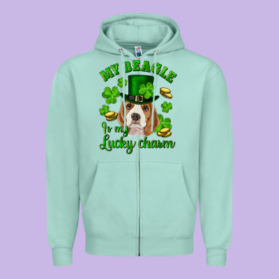 St.patrick's Day My Beagle Is My Lucky Charm Zipper Hoodie Designed By Ranaportraitstore