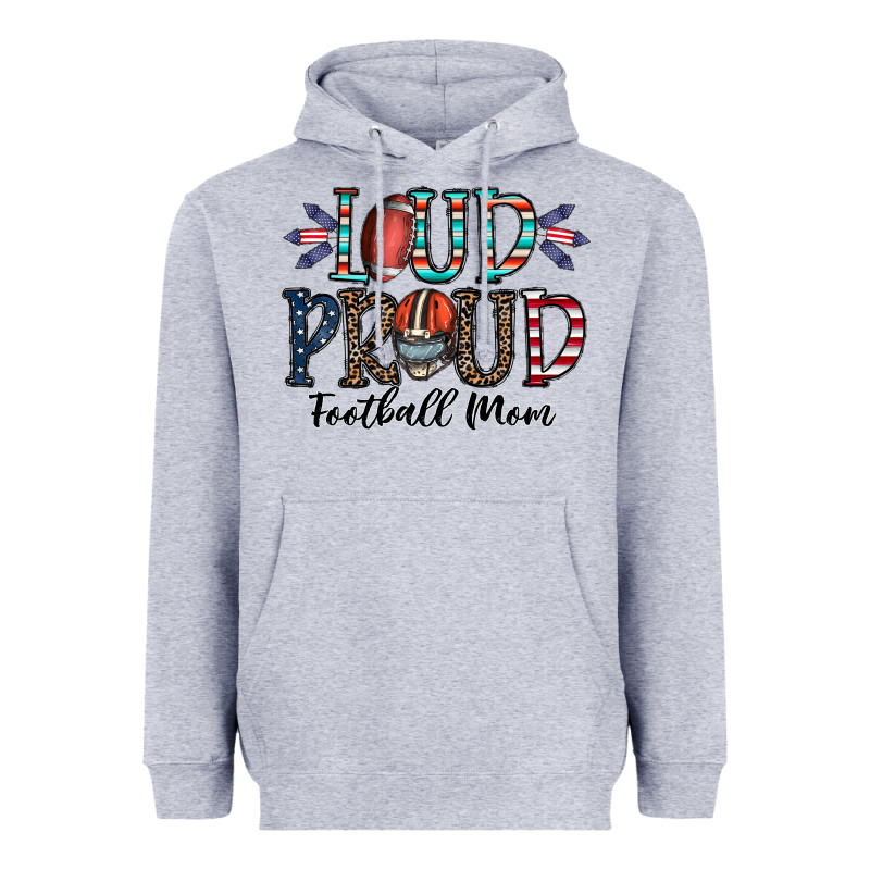 Loud Proud Football Mom Heavyweight Hoodie by CowhideDigitalArt | Teevron