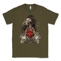 Army Green floral skeleton Classic Tee - RanaPortraitStore