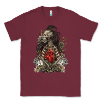 Burgundy floral skeleton Classic Tee - RanaPortraitStore