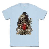Dusty Blue floral skeleton Classic Tee - RanaPortraitStore