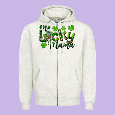 St. Patrick's Day One Lucky Mama Zipper Hoodie Designed By Ranaportraitstore