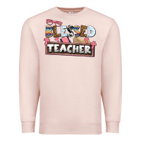 Pale Pink blessed teacher Premium Sweatshirt - AdoDesignShop