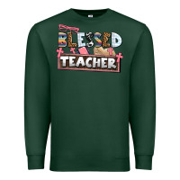 Sports Green blessed teacher Premium Sweatshirt - AdoDesignShop