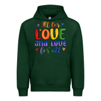 Forest Green all for love and love for all Urban Hoodie - MaliasSmallBusiness