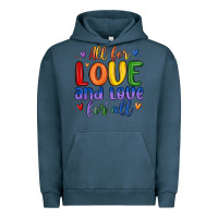 Pigment Midnight Navy all for love and love for all Urban Hoodie - MaliasSmallBusiness