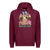 Burgundy Easter Day Cow Premium Hoodie - NancyCooperArtShop