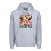 Heather Grey Easter Day Cow Premium Hoodie - NancyCooperArtShop
