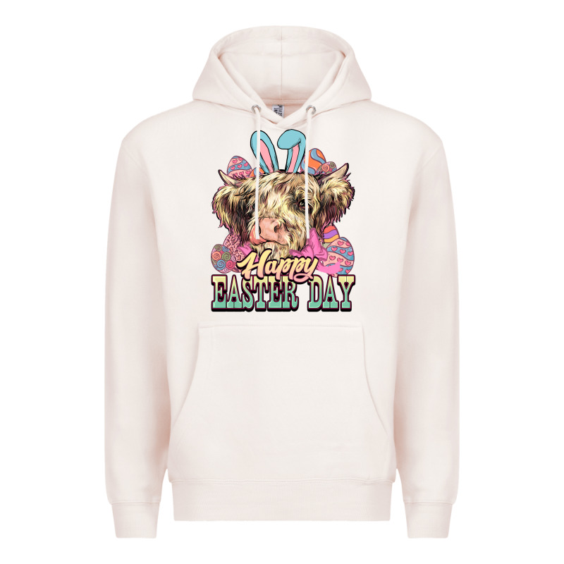 Easter Day Cow Premium Hoodie by NancyCooperArtShop | Teevron