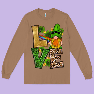 Long Sleeve Tee st patricks day gnomes shamrock love
