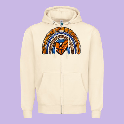 Basketball Rainbow Zipper Hoodie Designed By Zillion Design Studio