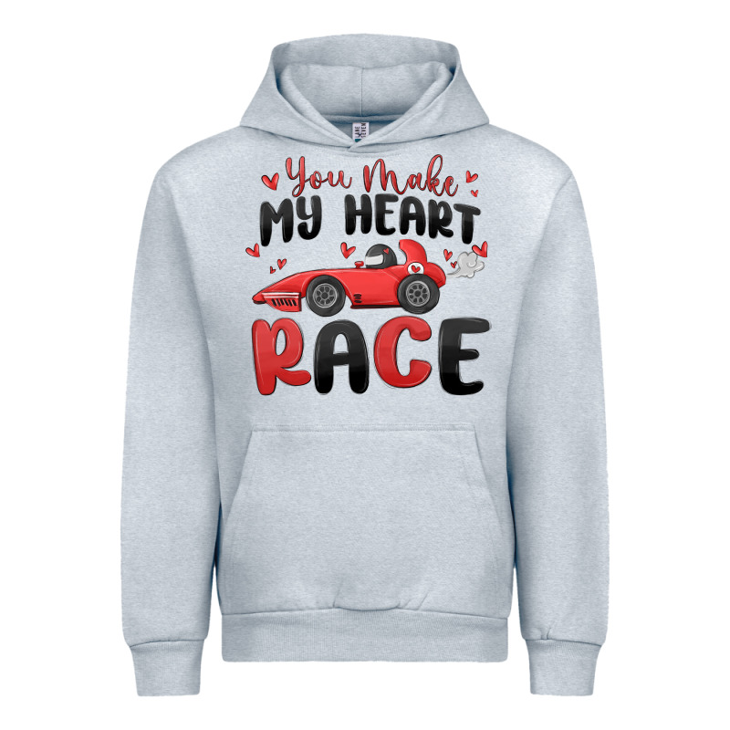You Make My Heart Race Valentine's Day Urban Hoodie by MaliasSmallBusiness | Teevron