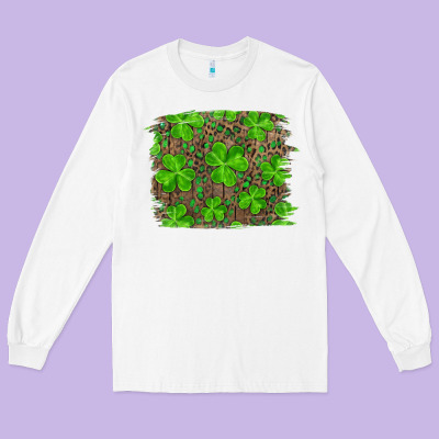 Long Sleeve Tee st patricks day shamrock and leopard distressed ba