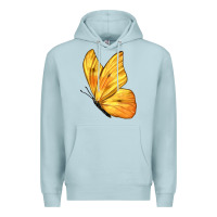 Blue Mist Flying Cloudless Sulphur Butterfly Premium Hoodie - LillyAllenDesigns