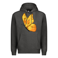 Charcoal Heather Flying Cloudless Sulphur Butterfly Premium Hoodie - LillyAllenDesigns