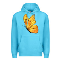 Ocean Blue Flying Cloudless Sulphur Butterfly Premium Hoodie - LillyAllenDesigns