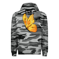Slate Camo Flying Cloudless Sulphur Butterfly Premium Hoodie - LillyAllenDesigns
