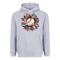 Heather Grey baseball sunflower Heavyweight Hoodie - HRA Design Shop