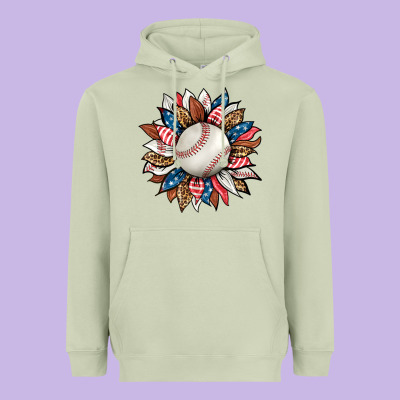 Baseball Sunflower Heavyweight Hoodie Designed By Hra Design Shop