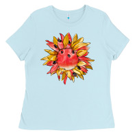 Baby Blue watermelon sunflower Ladies Tee - BarkalooDesign