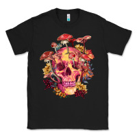 Black Floral skeleton with mushrooms Classic Tee - RanaPortraitStore