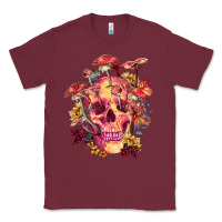 Burgundy Floral skeleton with mushrooms Classic Tee - RanaPortraitStore