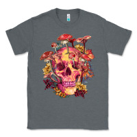 Charcoal Heather Floral skeleton with mushrooms Classic Tee - RanaPortraitStore