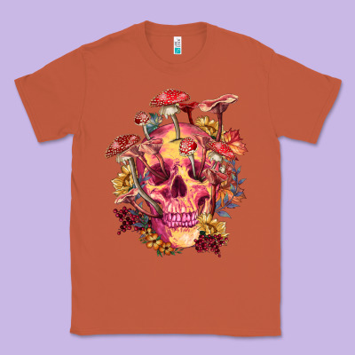 Floral Skeleton With Mushrooms Classic Tee Designed By Ranaportraitstore