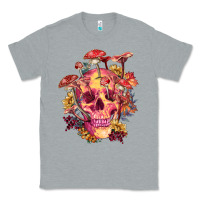 Heather Grey Floral skeleton with mushrooms Classic Tee - RanaPortraitStore