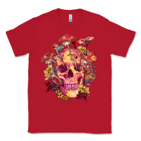 Red Floral skeleton with mushrooms Classic Tee - RanaPortraitStore