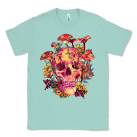 Seafoam Floral skeleton with mushrooms Classic Tee - RanaPortraitStore