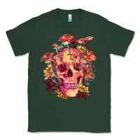 Sports Green Floral skeleton with mushrooms Classic Tee - RanaPortraitStore