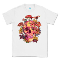 White Floral skeleton with mushrooms Classic Tee - RanaPortraitStore