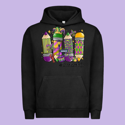 Mardi Gras Teacher Life Urban Hoodie Designed By Maliassmallbusiness