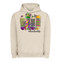 Pigment French Oak mardi gras teacher life Urban Hoodie - MaliasSmallBusiness