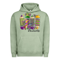 Pigment Oil Green mardi gras teacher life Urban Hoodie - MaliasSmallBusiness