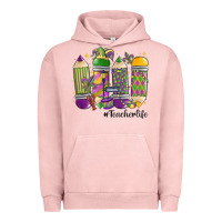 Pigment Salmon mardi gras teacher life Urban Hoodie - MaliasSmallBusiness