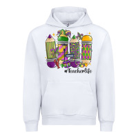 White mardi gras teacher life Urban Hoodie - MaliasSmallBusiness