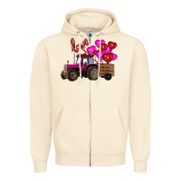 Sandshell valentine's day pink tractor with pin heart balloons Zipper Hoodie - RanaPortraitStore