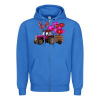 True Royal valentine's day pink tractor with pin heart balloons Zipper Hoodie - RanaPortraitStore