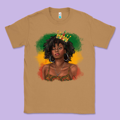 Classic Tee black queen with juneteenth flag