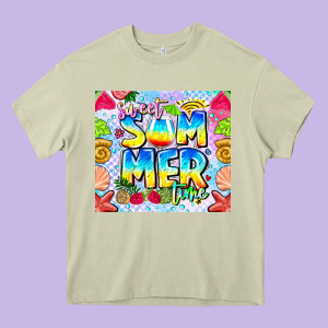 Summer Time Heavy Core Tee Designed By Cowhidedigitalart