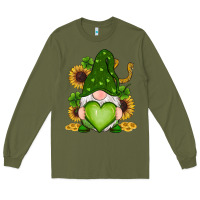 Army Green st patricks day shamrock sunflowers gnomes Long Sleeve Tee - RanaPortraitStore
