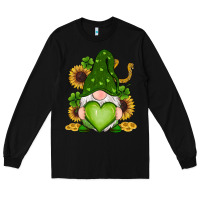 Black st patricks day shamrock sunflowers gnomes Long Sleeve Tee - RanaPortraitStore
