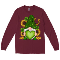 Burgundy st patricks day shamrock sunflowers gnomes Long Sleeve Tee - RanaPortraitStore