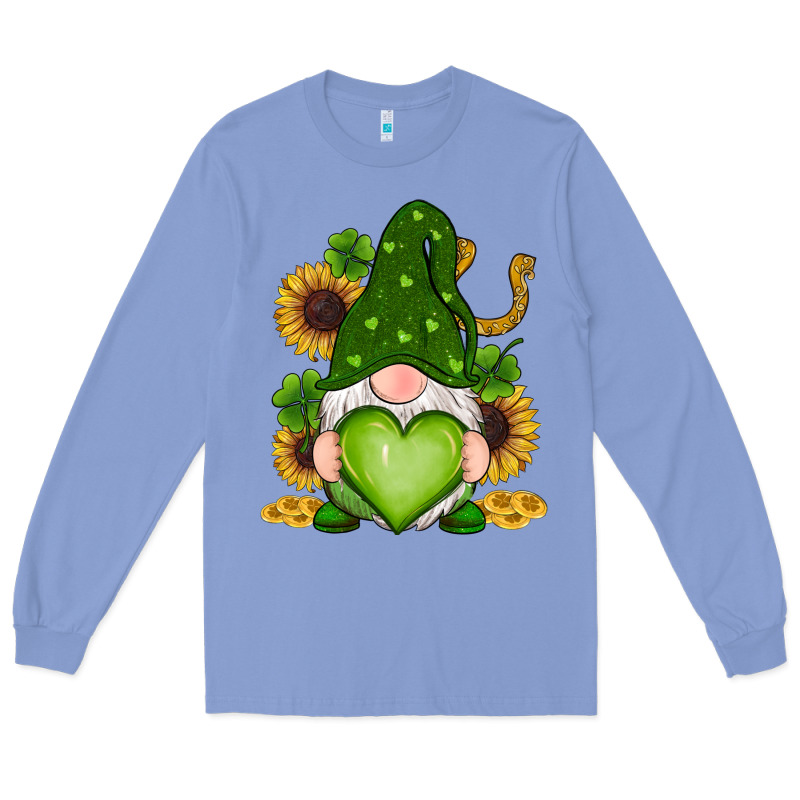 St Patricks Day Shamrock Sunflowers Gnomes Long Sleeve Tee by RanaPortraitStore | Teevron