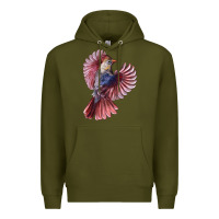 Army Green Flying Northern Cardinal Bird Premium Hoodie - LillyAllenDesigns